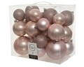 Cutie cu 26 globuri asortate Plain mix, Decoris, plastic, roz perla
