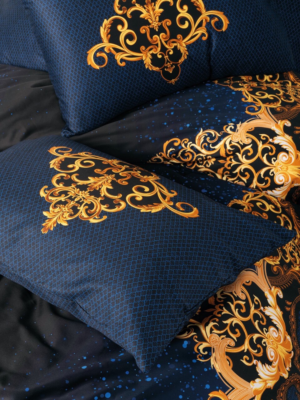 Lenjerie de pat dubla, Tutsu - Dark Blue, Cotton Box, Bumbac Satinat