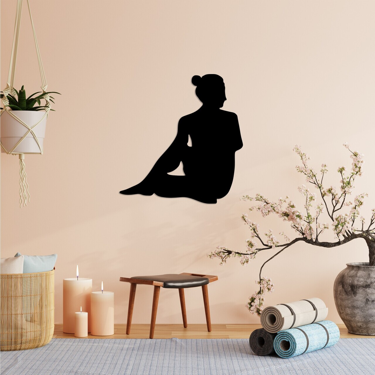 Decoratiune de perete, Yoga 22, Dimensiuni: 53 x 55 cm, Negru — imaginea 3