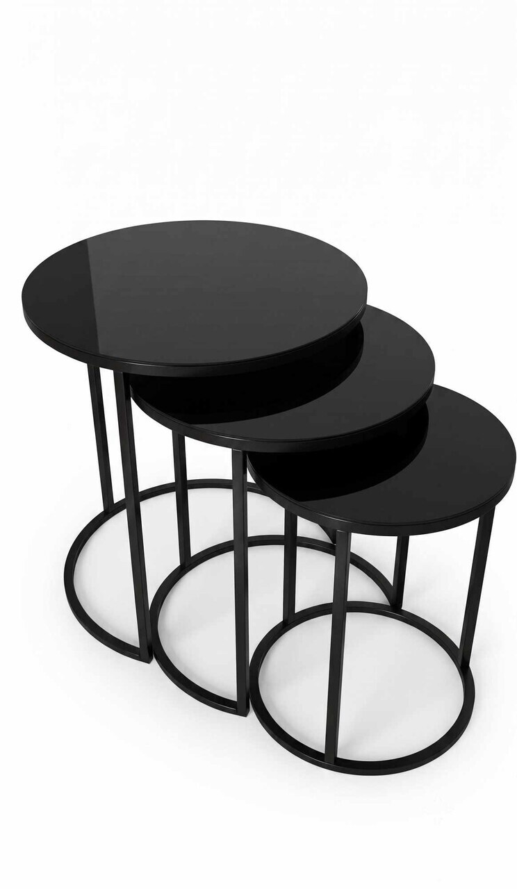 Set masute 3 piese, Hanah Home, Milas 3, Negru — imaginea 2
