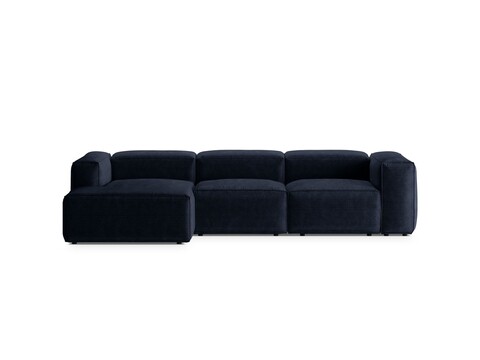 Coltar stanga 3 locuri, Bergamo, Cosmopolitan Design, 304x152x70 cm, catifea chenille raiata, albastru navy