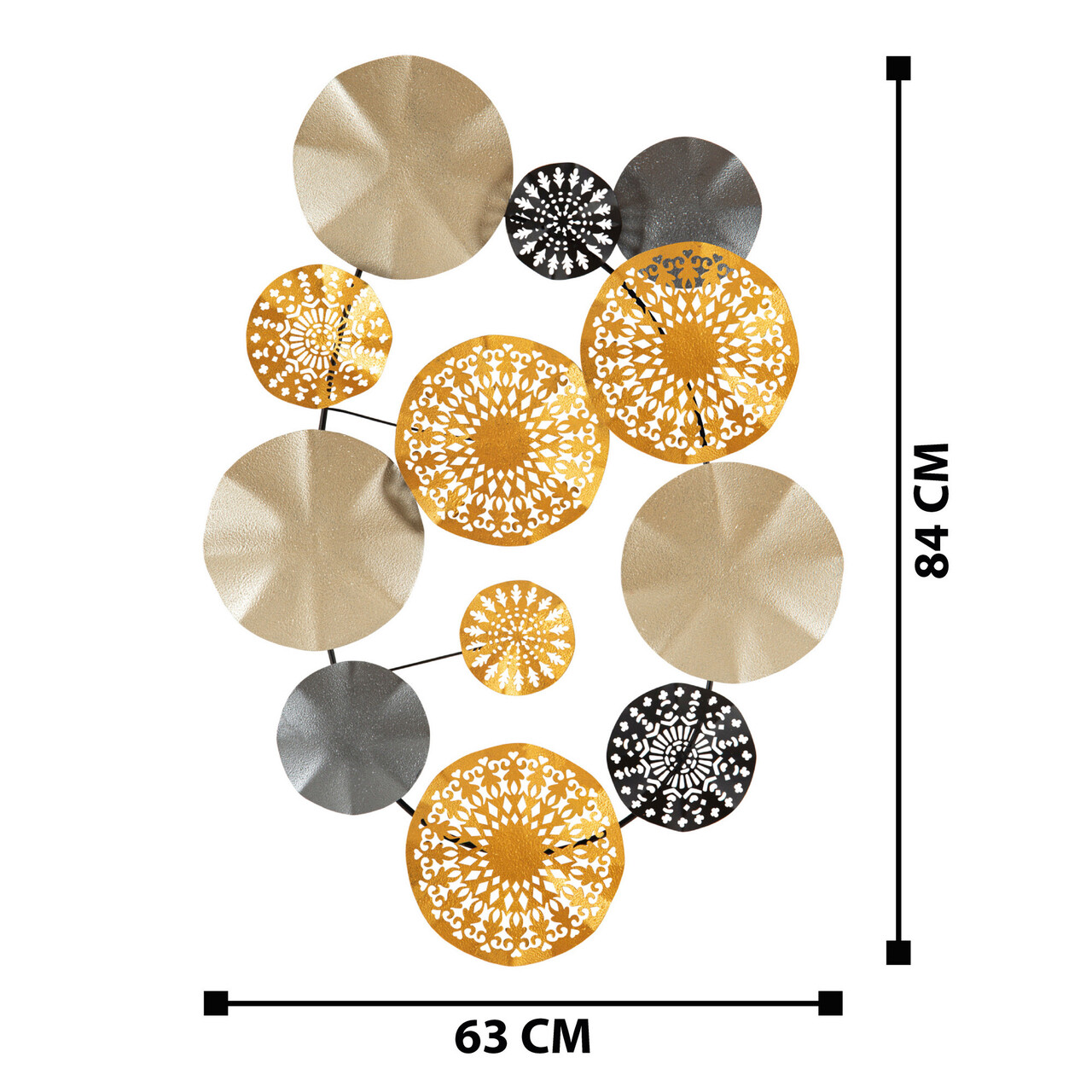 Decoratiune de perete, Gold - CH109-1, metal, 84 x 63 cm, multicolor