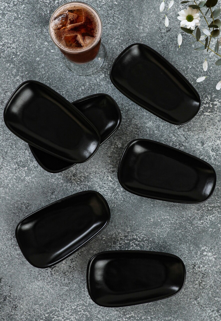 Set boluri pentru aperitive, Keramika, 275KRM1768, Ceramica , Nu absoarbe apa, Negru - 1 | YEO