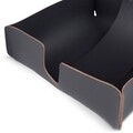 Suport servetele, Ruca, 18 x 6 x 18 cm, piele ecologica, gri inchis