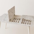 Set masa extensibila si 4 scaune, Fairfax, Lidya, Lemn de fag, Alb