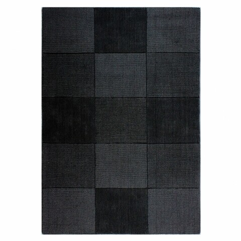 Covor Wool Squares Black, Flair Rugs, 110x 160 cm, 100% lana, negru