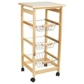 Carucior cu 3 rafturi Natural Creaciones Meng, 37x37x79 cm, lemn de pin