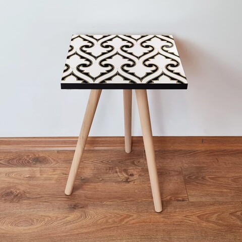 Masuta, Leona, Shp131, 35x42x35 cm, Negru / Alb / Auriu