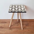 Masuta, Leona, Shp131, 35x42x35 cm, Negru / Alb / Auriu