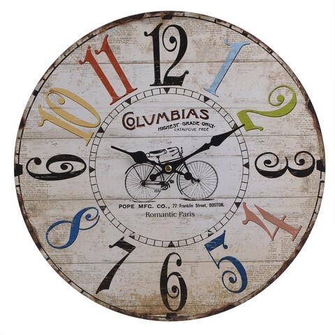 Ceas de perete Bike, InArt, Ø34 cm, fier, multicolor