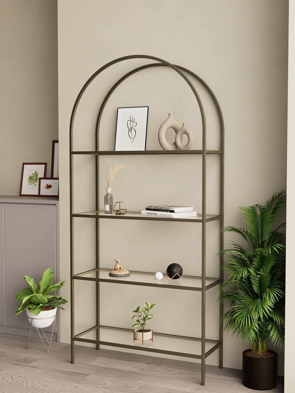Corp biblioteca, Hanah Home, Linda, 80x172x30 cm, Maro antichizat — imaginea 2
