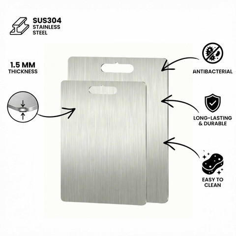 Set de tocătoare (2 piese), L'essentiel Maison, 729BNT1253, Dimensiune: 24 x 34 cm (1 bucată), Argintiu