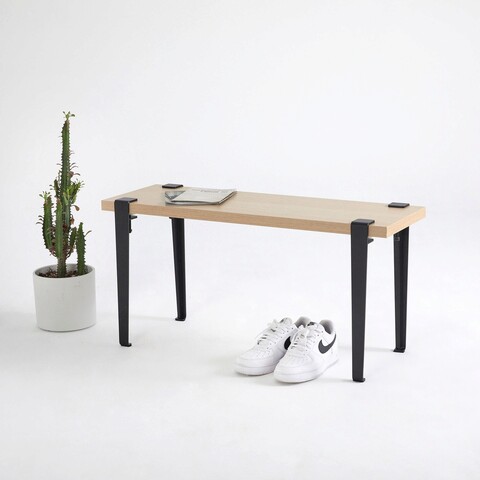 Banca, logg, khalkeus , 90x45x30 cm, lemn/negru
