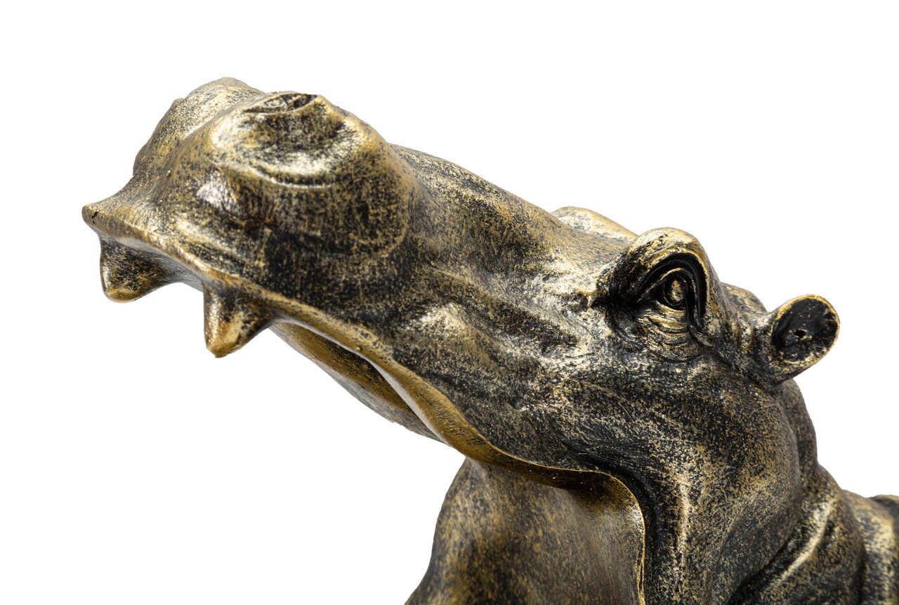 Decoratiune, Hippopotamus, Mauro Ferretti, 30 x 16 x 22 cm, polirasina, auriu - 2 | YEO