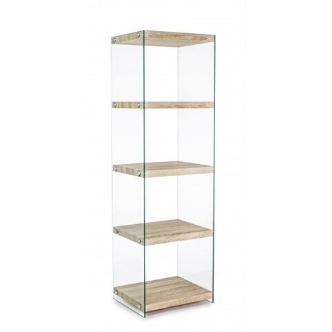 Biblioteca, sury, bizzotto, 48.5x39x160 cm, mdf/sticla temperata