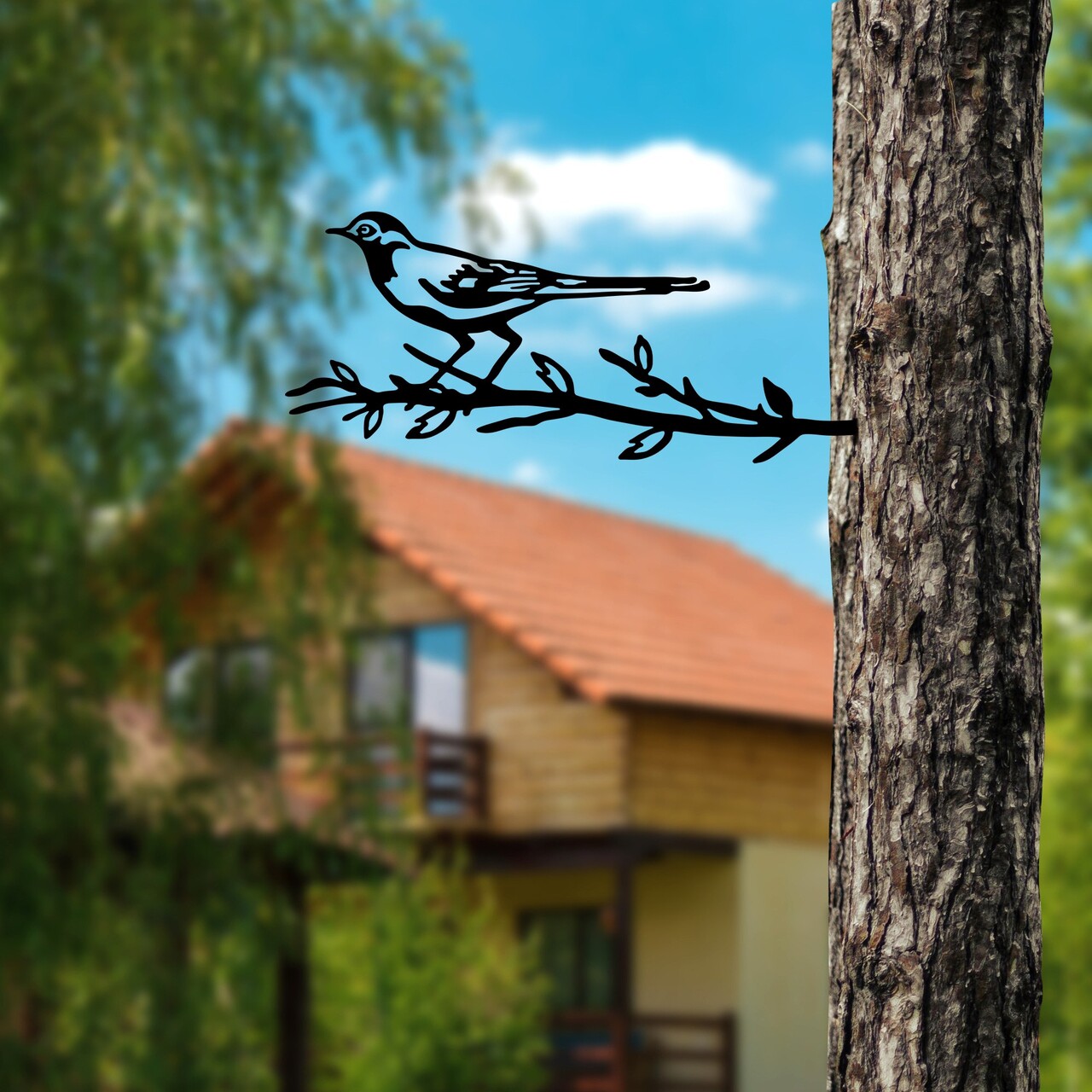 Obiect decorativ de grădină, Bird On The Branch 05, 50x20 cm, Negru - view 3