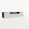 Comoda TV ADRK, Noemi, 200x41x40 cm, PAL melaminat/MDF, alb/negru