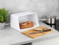 Cutie pentru paine, Wenko, Kubo, 35 x 26.5 x 20.5 cm, plastic/bambus, alb/maro