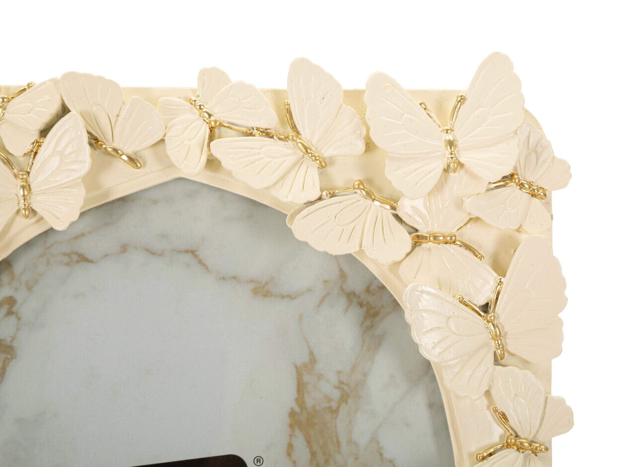 Rama foto, Embossed Butterflies, Mauro Ferretti, polirasina, 15x20 cm, alb/auriu — imaginea 5