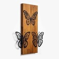 Decoratiune de perete, Butterflies 1, Lemn/metal, Dimensiune: 47 x 58 cm, Nuc / Negru