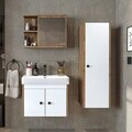Set Dulap de Baie cu Chiuvetă și Oglindă (3 Piese), Hanah Home, 2870, PAL MELAMINAT, Pin Atlantic / Alb