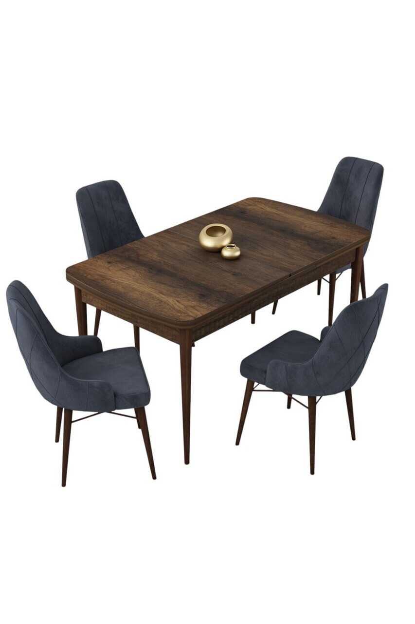 Set masa extensibila si scaune (5 piese), Hanah Home, Lia, Model baroc din lemn / Antracit — imaginea 2