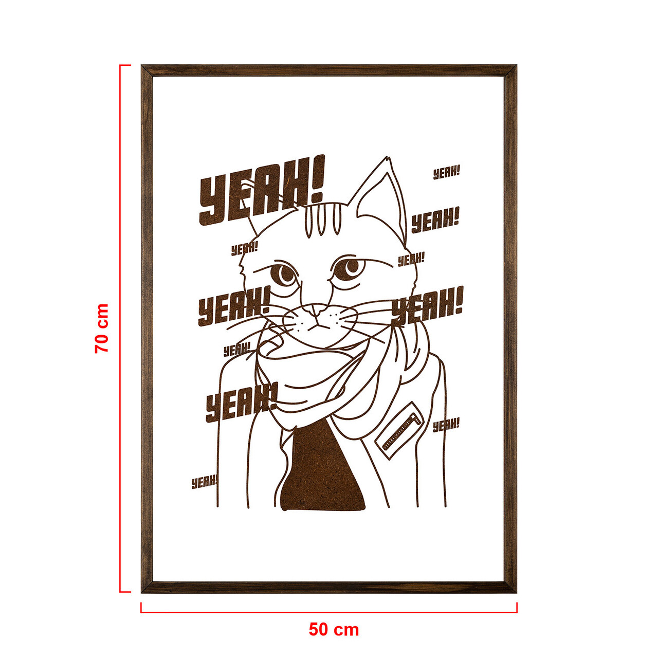 Tablou decorativ, TD110, Lemn, Desenat manual, Natural