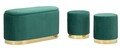 Set bancheta si 2 taburete Shopy, Mauro Ferretti, 80x37x42 cm, 29x35 cm, fier/MDf/poliester, verde/auriu