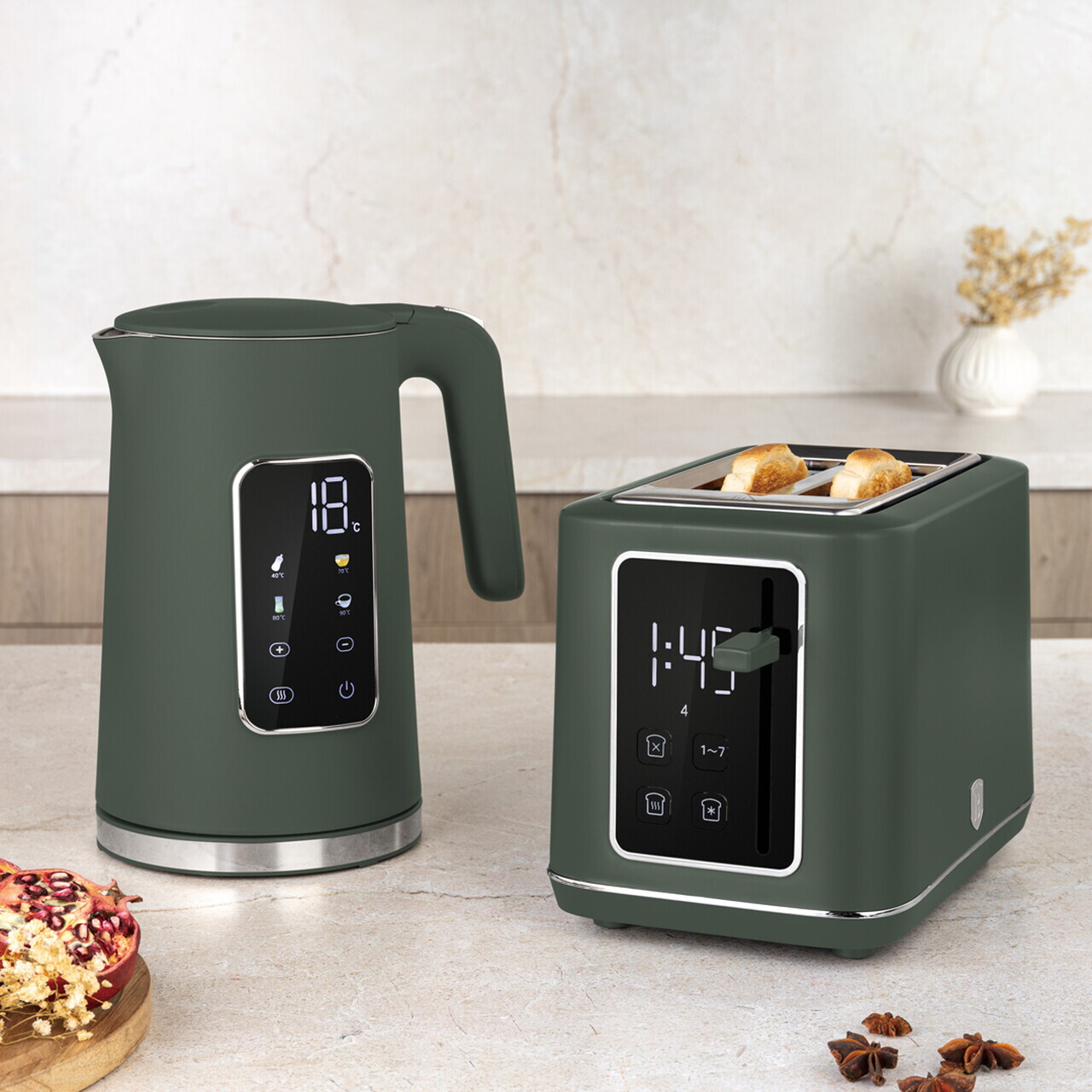 Prajitor de paine digital Berlinger Haus, Matte Green, 27.8x16.6x19.1 cm, inox, verde mat - imagine 6