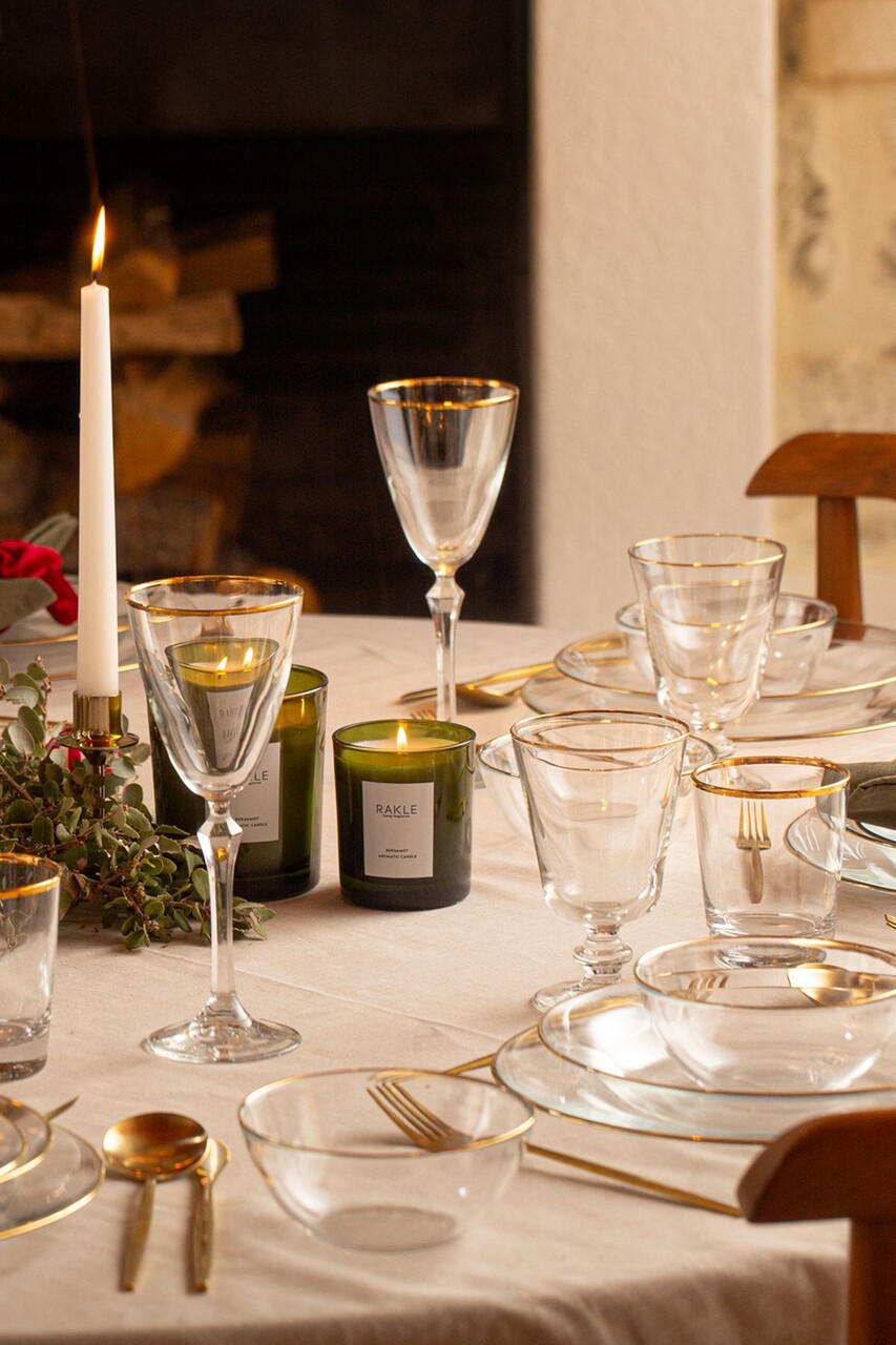 Set de pahare de vin, Hermia, 127RKL1171, Auriu / Transparent - imagine 5