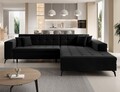 Coltar extensibil dreapta 4 locuri ELTAP, Sol-38, Solange, 292x196x84 cm, lemn/poliester, negru