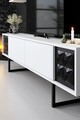Comoda TV, Bexley, Black Line, 180x30x48 cm, PAL, Alb/Negru