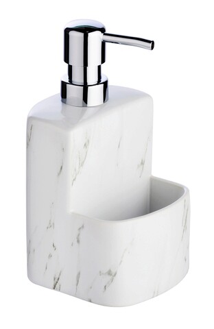 Dozator detergent lichid de vase, wenko, festival, 10 x 10 x 18 cm, 380 ml, ceramica, alb