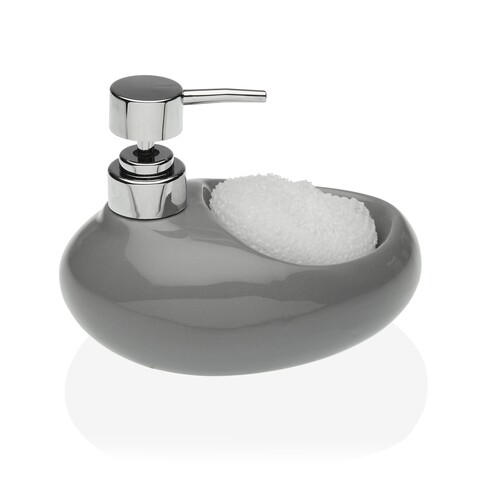 Dozator pentru detergent de vase cu suport burete Versa, 16.5×16 cm, ceramica, gri mezoni.ro imagine noua 2022