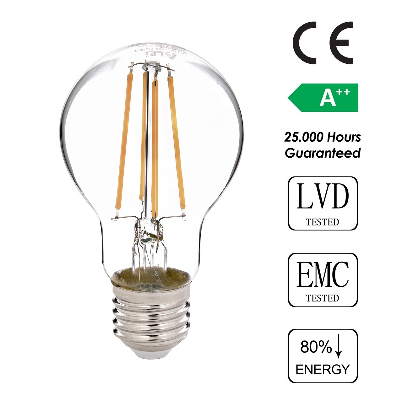 Bec LED, Sage, E27 A60 Gün Işığı, E27, 7 W, 3000K, 806 Lm, Sticla