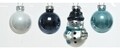 Tub cu 9 globuri Snowman, Decoris, sticla, alb/albastru