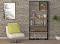 Corp biblioteca, Cordelia, FRN-9013, Lemn / Negru / Pin Atlantic