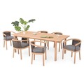 Set mobilier pentru gradina/terasa, 6 scaune si masa, SALSA,  lemn de teak, natur/gri