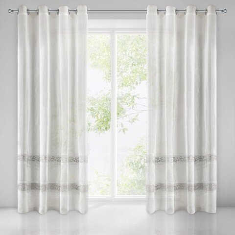 Perdea eurofirany, anne, 140x270 cm, catifea, alb/gri