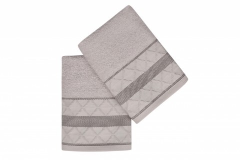Set 2 prosoape de maini 50x90 cm, 100% bumbac, soft kiss, kurdele baklava, bej