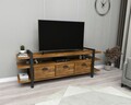 Comoda TV, Woodface, Lucca, 148 x 47 x 29.5 cm, lemn solid de pin, maro
