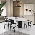 Masa, Nmobb, LI, 200x77x100 cm, 100% MDF VOPSIT/LACUIT, Alb/Negru