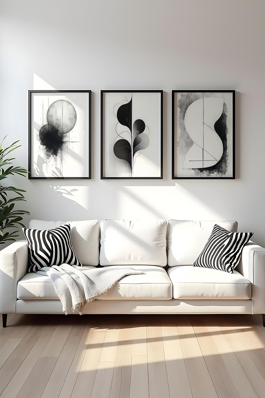 Set 3 tablouri decorative Huhu436- 30 x 40 Cadru: 100% LEMN MASIV (Grosime: 2 cm) Multicolor