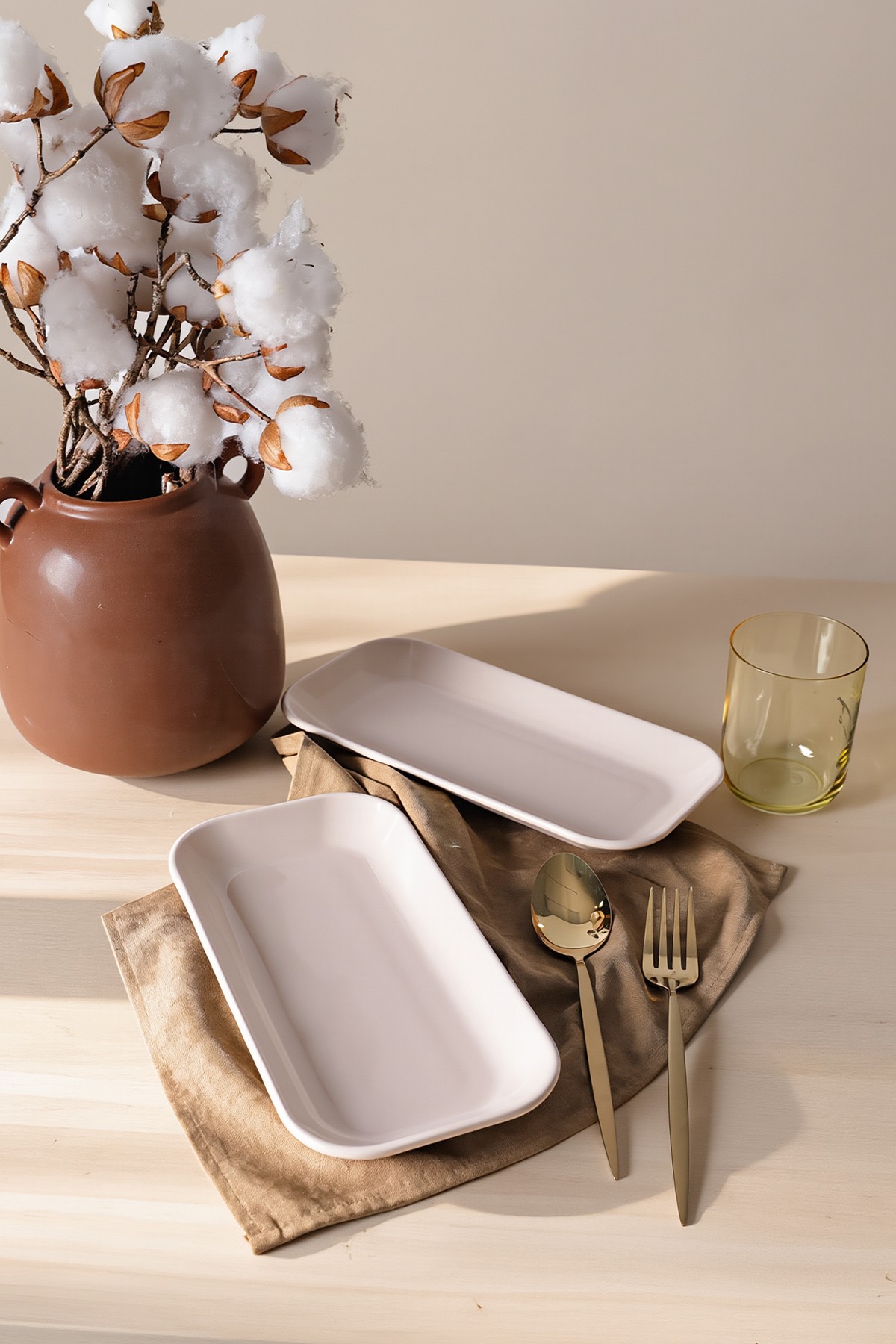 Set platouri servire, Hermia, 275KRM2657, 26 cm, 2 piese, Crem