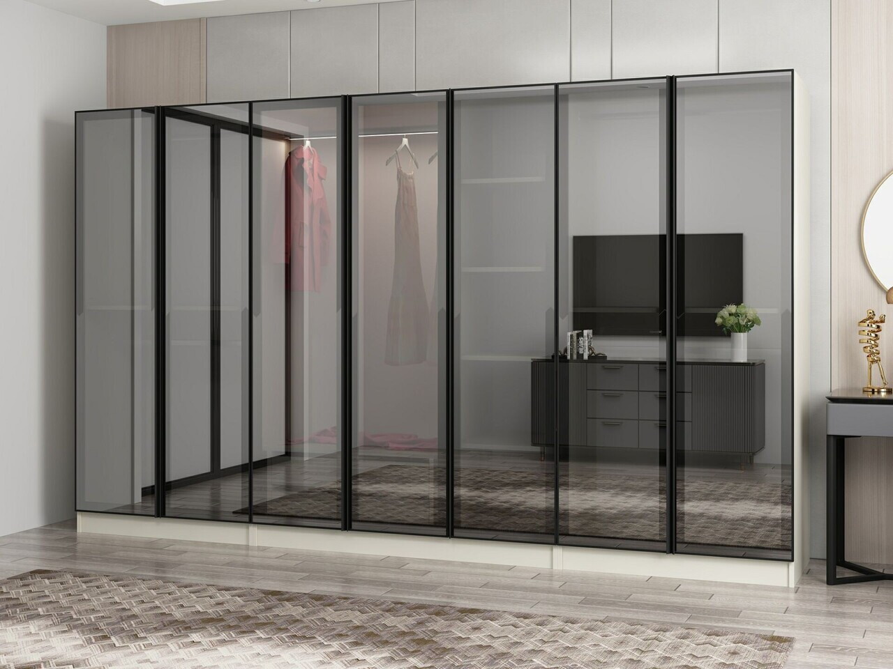 Dulap pentru haine, Hanah Home, Nisa, 315x210x52 cm, Gresie — imaginea 4