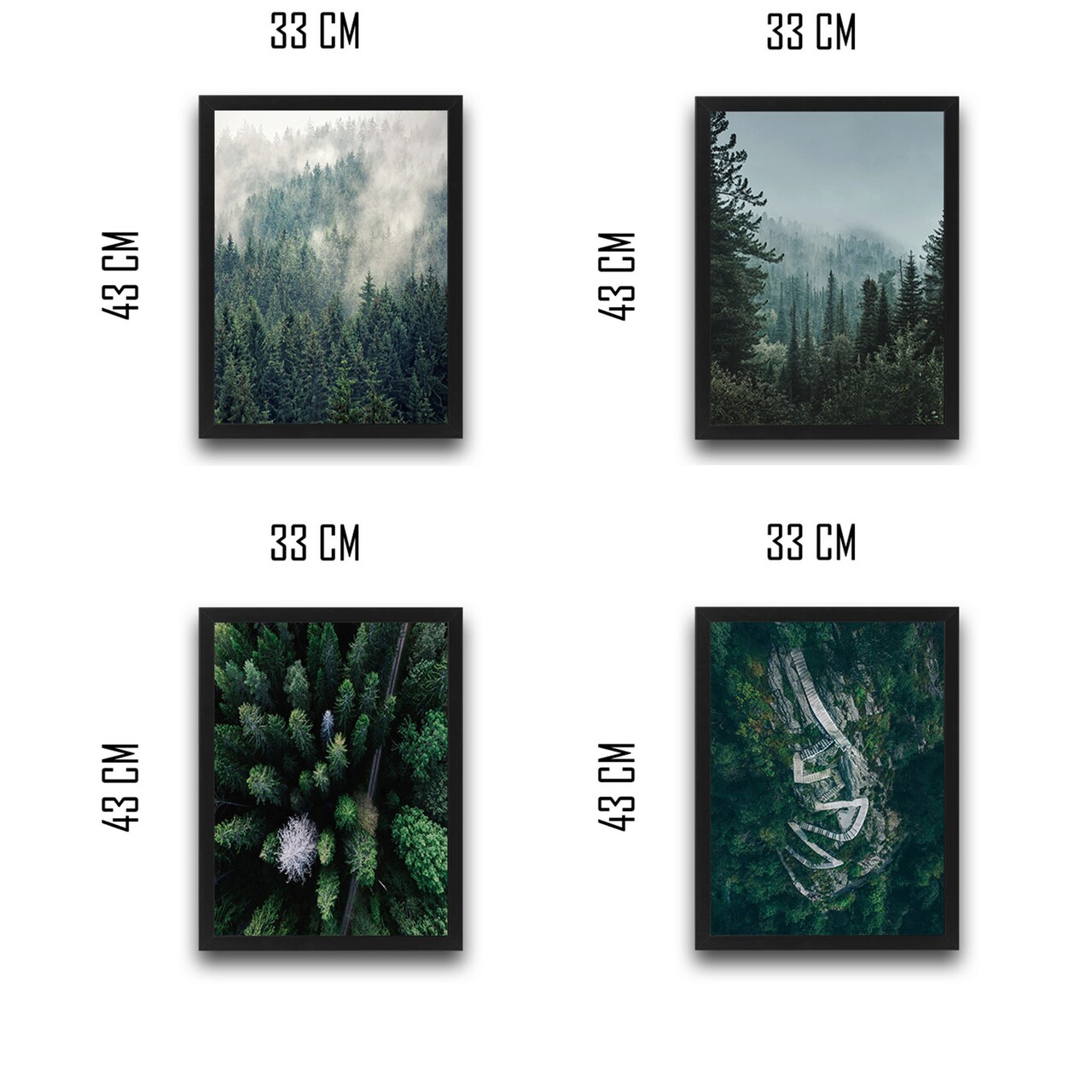 Set 4 tablouri decorative, Green Life Set, PAL, Hartie, Multicolor