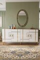 Consola, Hanah Home, Ilay 180, 180x75x32 cm, Stejar Safir / Alb / Auriu