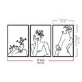 Decoratiune de perete, Flower Face Woman, Metal, 94 x 45 cm, Negru