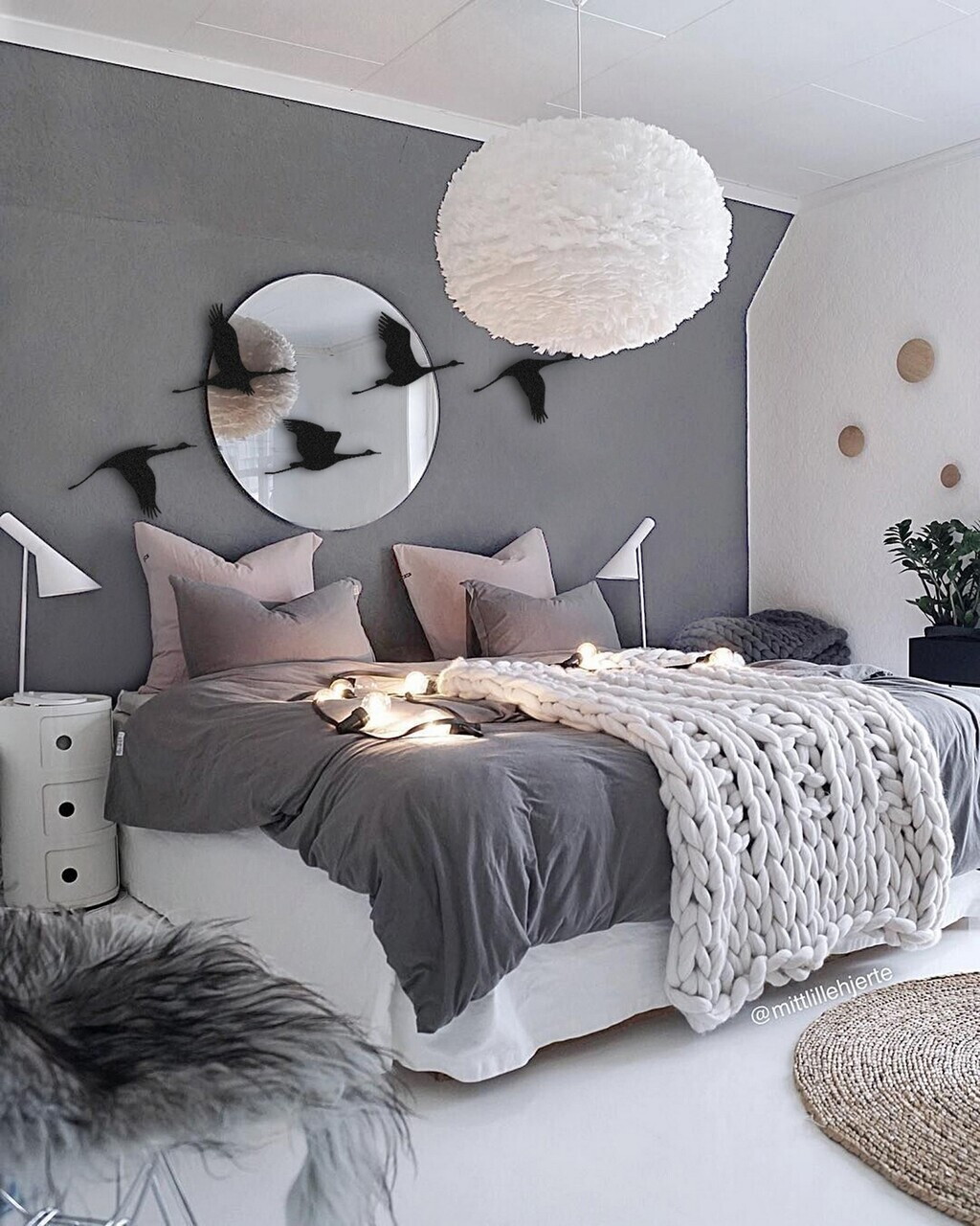 Set de accesorii decorative de perete din metal, DK-FLY-BR104, Diametru oglindă: 50 cm, Negru — imaginea 3
