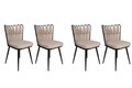 Set scaune 4 piese, Nmobb, Kuşaklı-221 V4, Metal, Crem/Negru